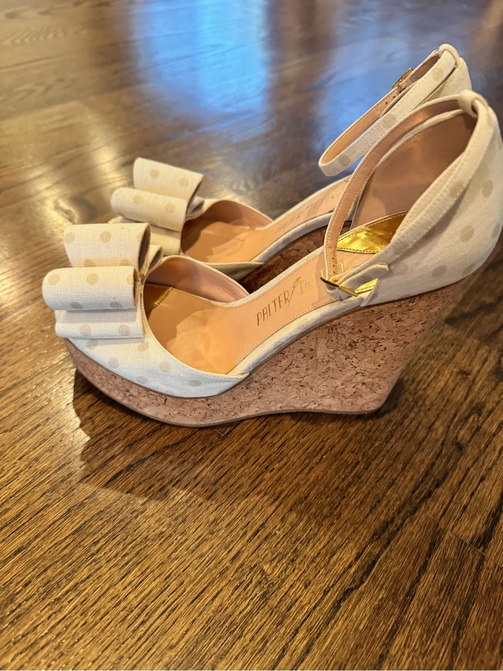Palter DeLiso Polka Dot Bow Cork Platform Sandals